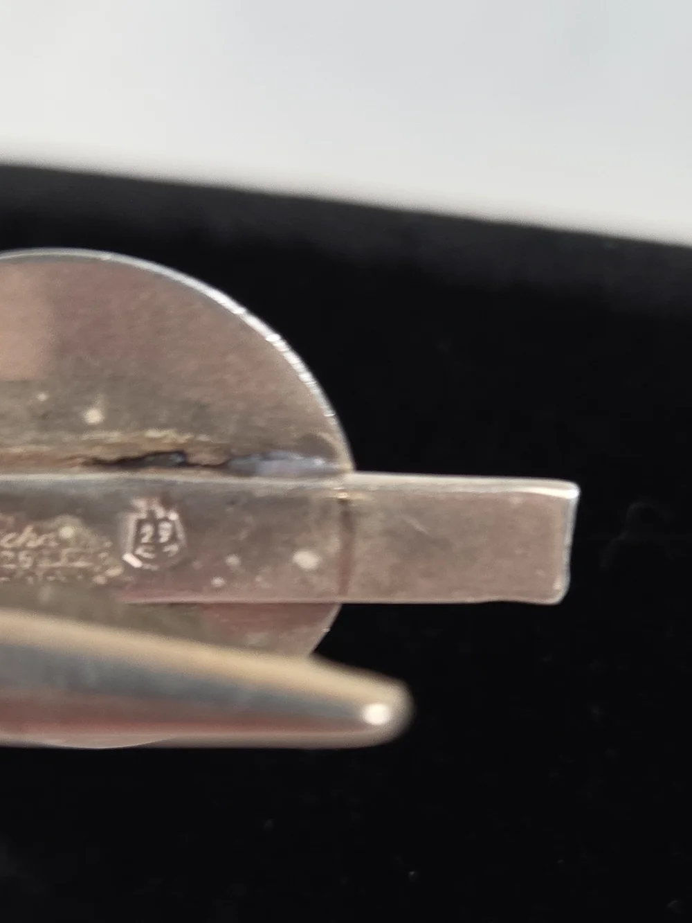 Men's .925 Sterling Silver Tone Coin Cufflinks and Tie Bar Set Made In Mexico